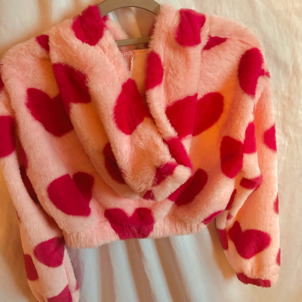 Pink Heart Pattern Puffer Jacket - Picture 2 of 2